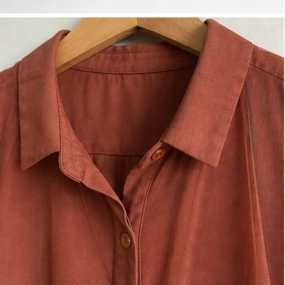 Rust Pleated Blouse - Picture 4 of 6